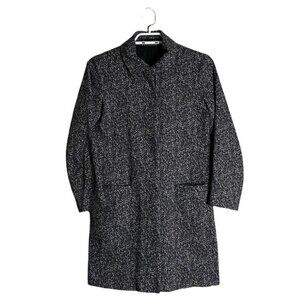 Theory Women's Destana Tweedy Charcoal Longline Button Coat